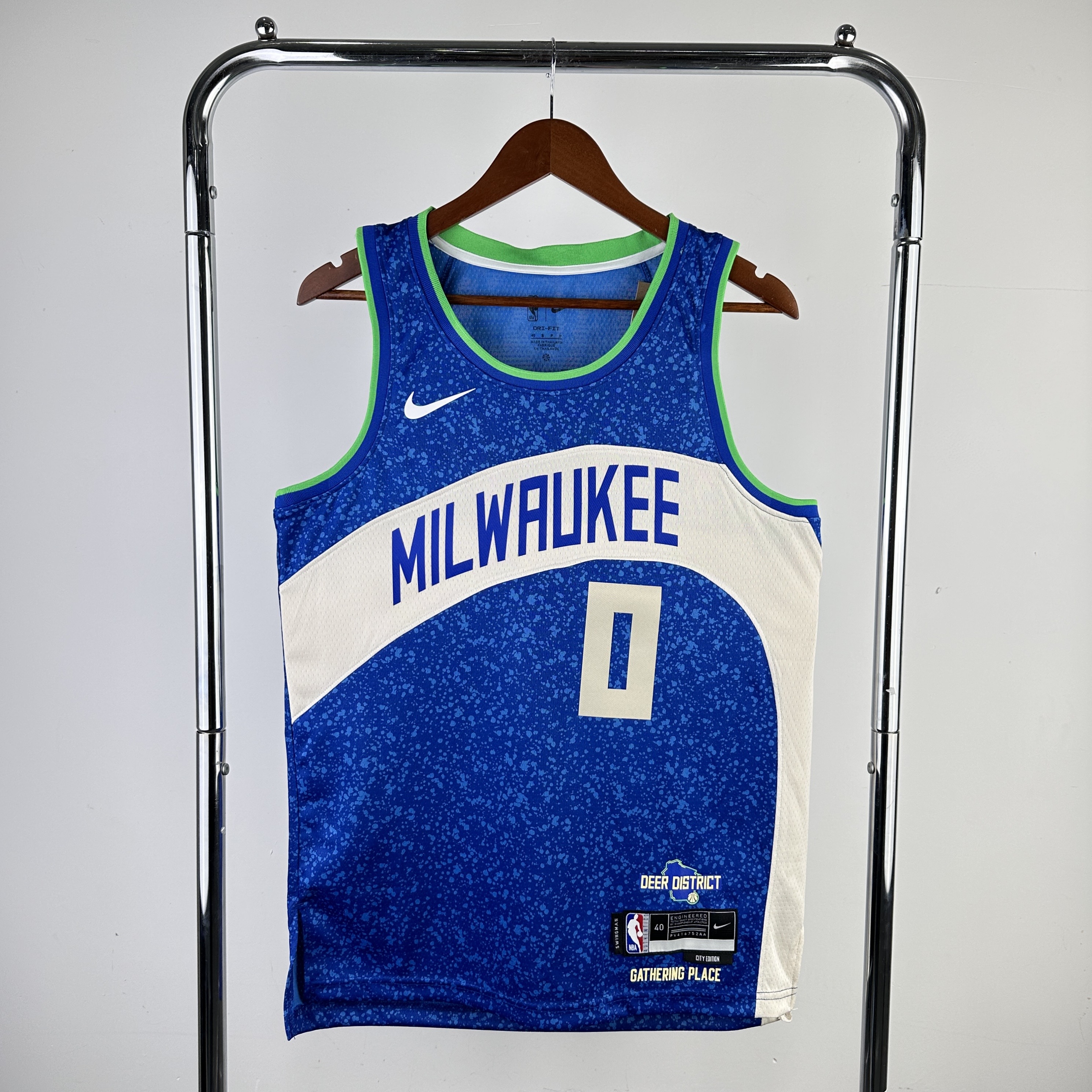 Men Milwaukee Bucks #0 Lillard Blue City Edition Nike 2024 NBA Jersey